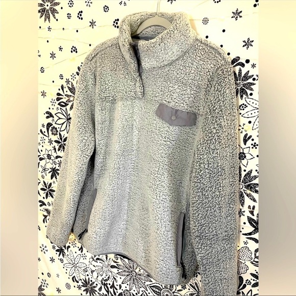 Pulse grey fleece jacket with pockets and snaps at neck super cozy and warm - Picture 2 of 10
